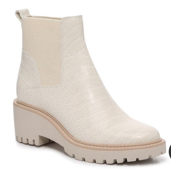 Dolce Vita Haddie Wedge Chelsea Boot Snakeskin White - Picture 3 of 8